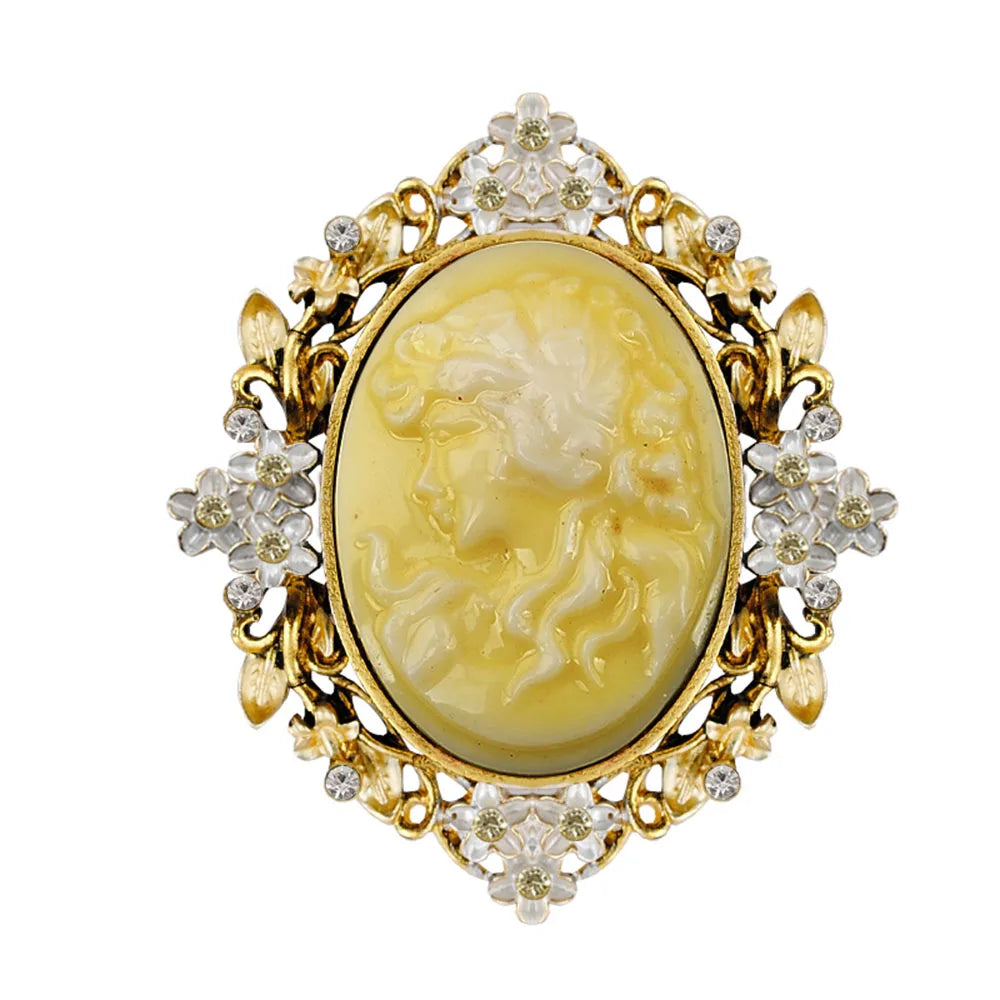 Classic Retro Beauty Head Resin Brooch